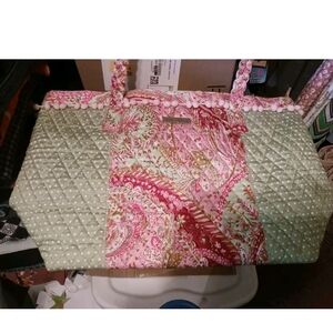 Quilted Green and Pink Isabella Journey Travel Bag